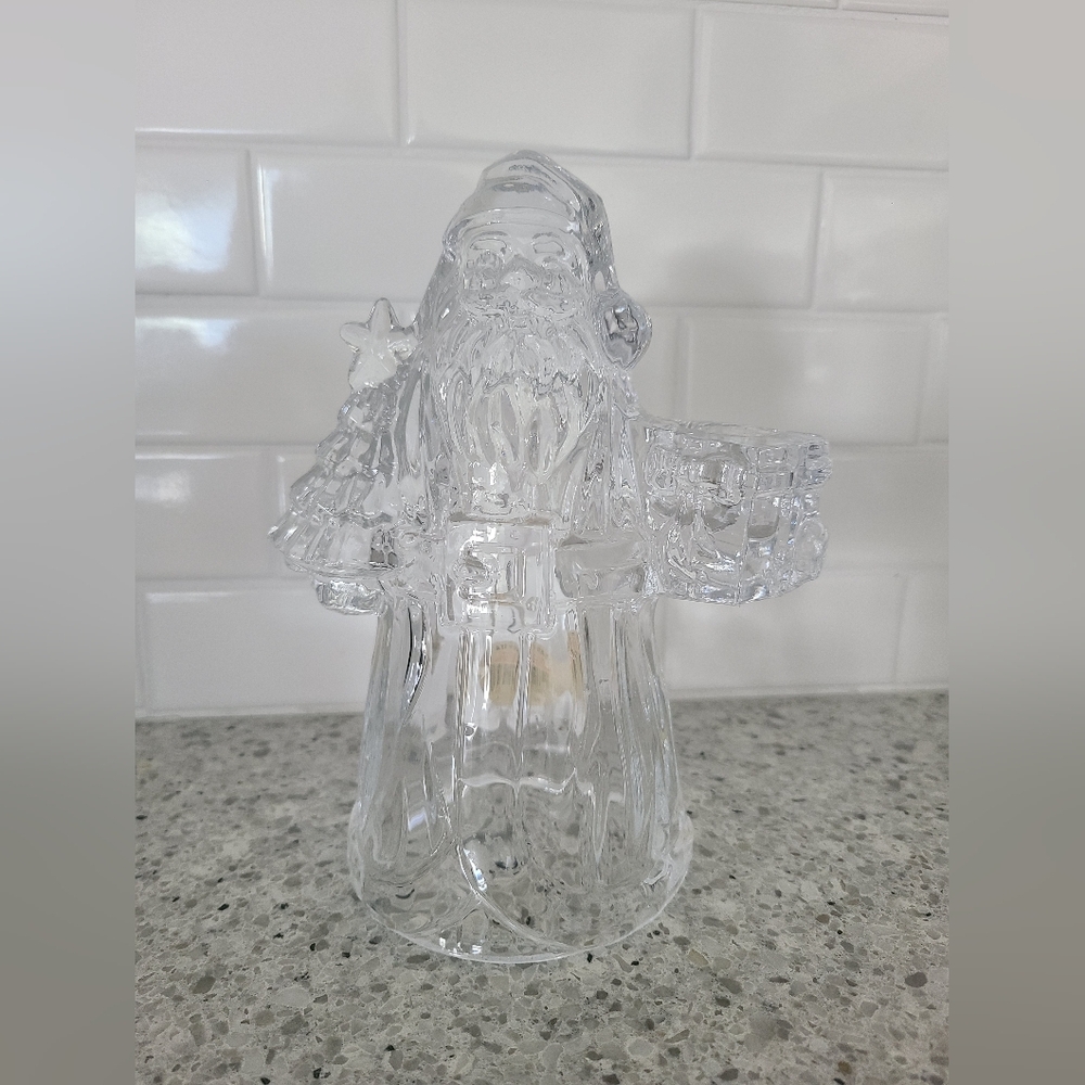 Vintage Lead Crystal Santa Candestick Holder